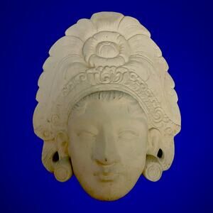 Arnel's Pottery Ceramic Wall Mask Incan Peruvian Unglazed Bisque Goddess